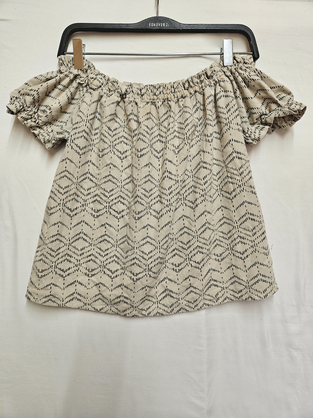 Off-Shoulder Beige Patterned Women’s Top
